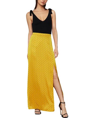 BCBGMAXAZRIA Satin Printed Maxi Skirt - Yellow