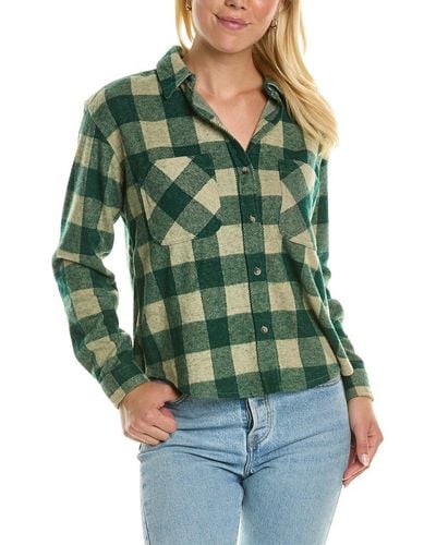Beach Lunch Lounge Cropped Button Front Shirt Jack - Green