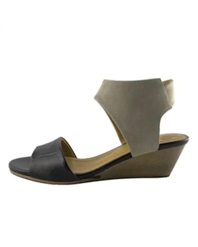 Coclico Two Toned Leather Wedge Sandal In Black/tan - Green