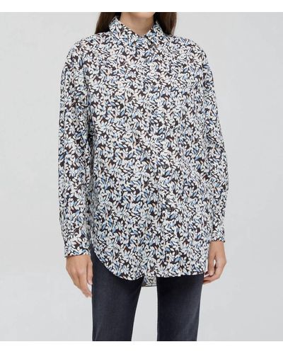 Closed Cotton Blouse With Print - Black