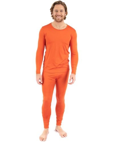 Leveret Two Piece Thermal Pajamas - Orange