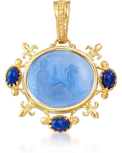 Ross-Simons Italian Tagliamonte Venetian Glass Intaglio And Lapis Pendant - Blue