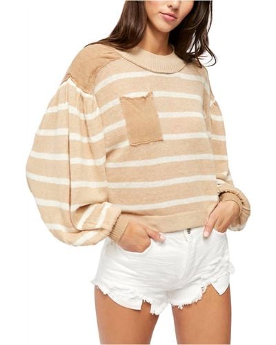 Free People Between The Lines Stripe Sweater - Natural