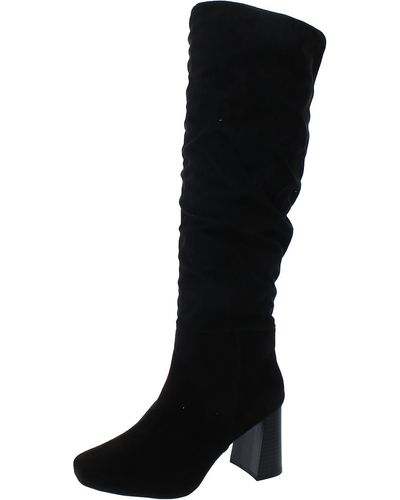 Sugar Emerson Faux Suede Slouchy Knee-high Boots - Black