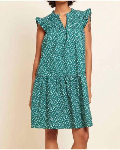 Nation Ltd Jasmine A-line Ruffled Mini Dress - Green