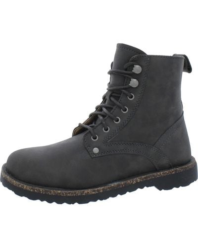 Birkenstock Bryson Leather Cork Combat & Lace-up Boots - Black