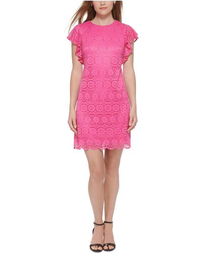 Jessica Howard Petites Lace Mini Sheath Dress - Pink