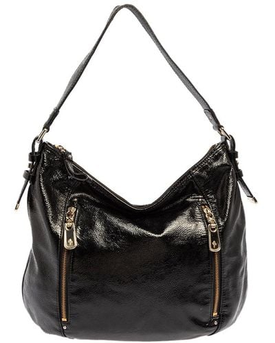 Cole Haan Textured Patent Leather Hobo - Black