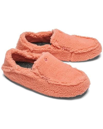 Olukai Nohea Heu Faux Fur Slip On Loafer Slippers - Pink