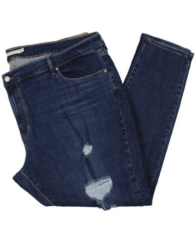 Levi's Plus 711 Ripped Dark Wash Skinny Jeans - Blue