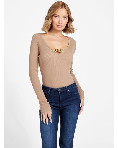 Guess Factory Nancy Chain Sweater Top - Blue