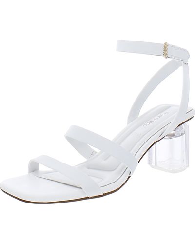 Franco Sarto Lisa Leather Acrylic Heel Ankle Strap - White