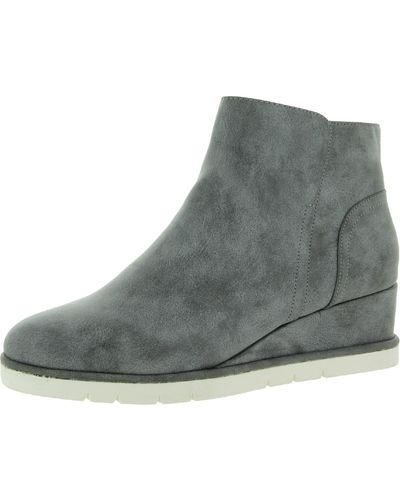 LifeStride Swift Faux Leather Booties Ankle Boots - Gray