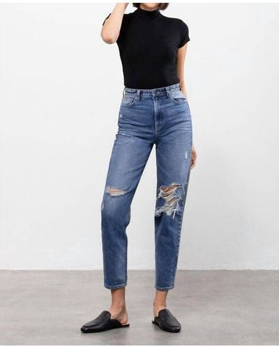 Hidden Jeans Two Tone Distressed Tapered Jeans - Blue
