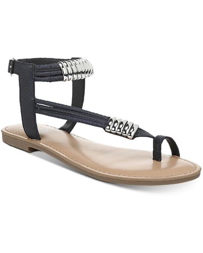 BarIII Vella Embellished Toe Loop Flat Sandals - Metallic