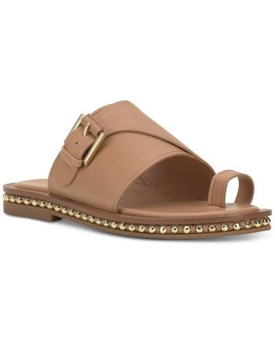 Vince Camuto C Slip On Leather Slide Sandals - Brown