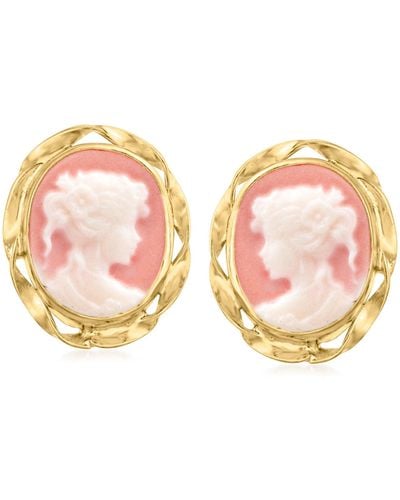 Ross-Simons Italian Pink Porcelain Cameo Earrings