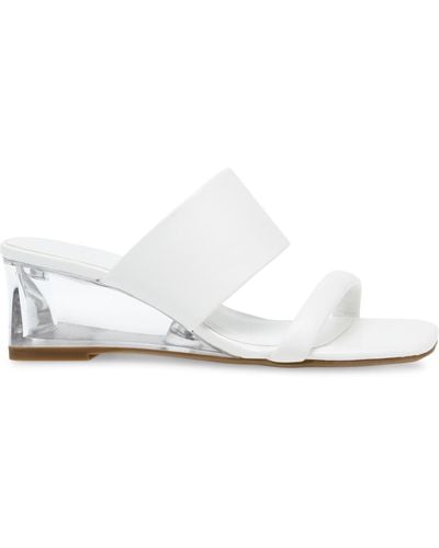 Anne Klein Gaia Slip On Open Toe Wedge Sandals - White