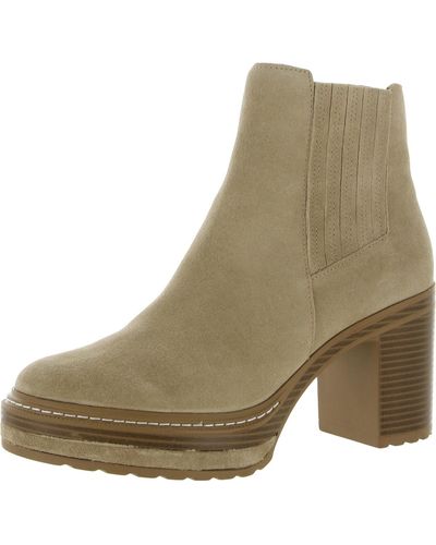 Steve Madden Searches Suede Block Heel Ankle Boots - Natural