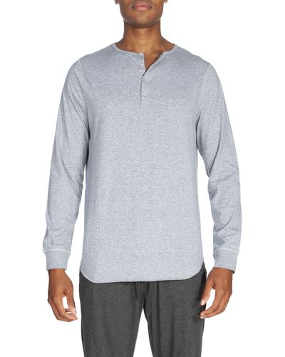 Unsimply Stitched Poly Viscose Long Sleeve Henley - Gray