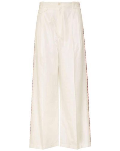 Zeus+Dione Troy Side Stripe Cropped Pant - White