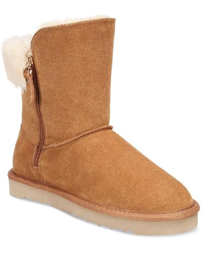 Style & Co. Maevee Leather Ankle Winter & Snow Boots - Brown