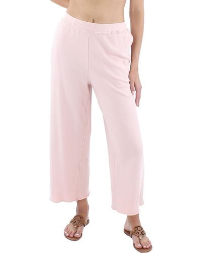 Eileen Fisher French Terry Straight Leg Cropped Pants - Pink