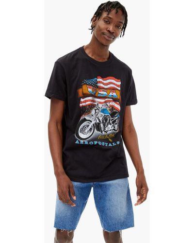 Aéropostale Motorcycle Flag Graphic Tee - Black