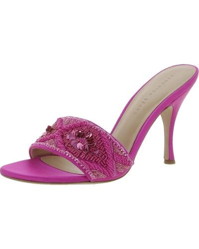 Veronica Beard Braxton Satin Embellished Heels - Pink