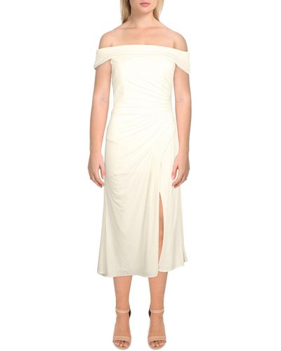 Ieena for Mac Duggal Asymmetric Long Cocktail And Party Dress - White
