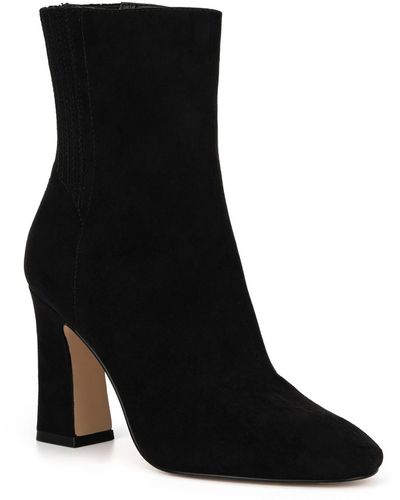 New York & Company Faux Suede Stretch Ankle Boots - Black