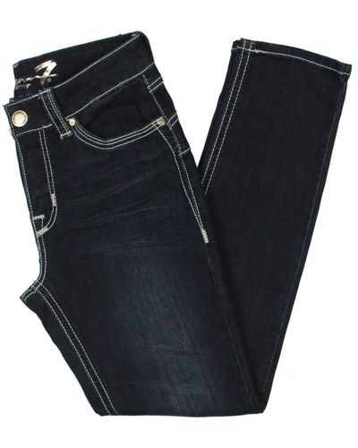 Seven7 Denim Dark Wash Straight Leg Jeans - Blue