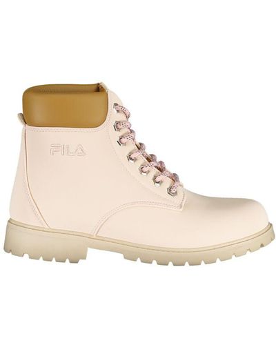 Fila Chic Lace-up Boots With Embroidery Details - Natural