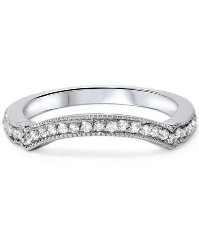 Pompeii3 1/6ct Curved Diamond Wedding Band 950 - Metallic