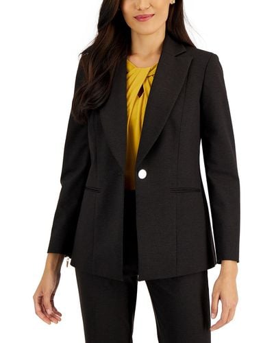 Kasper Plus Notch Collar Suit Separate One-button Blazer in Black