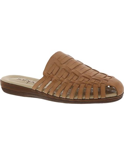 Softspots Atlantis Leather Woven Mules - Brown