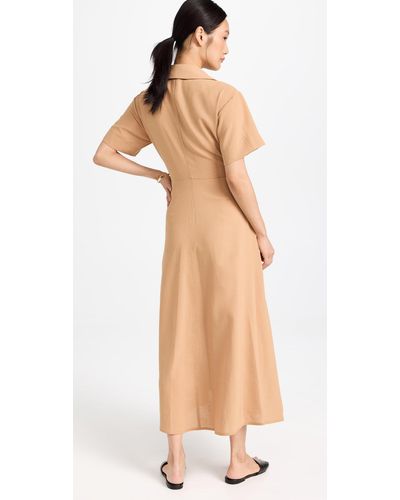 A.L.C. A. L.c. Florence Raffia Tan Insert Pleated Skirt Midi Dress - Multicolor