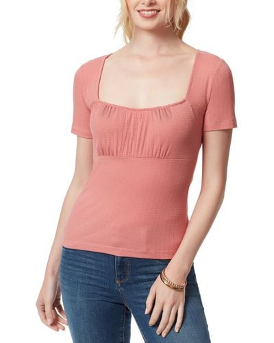 Jessica Simpson Ruched Square-neck Pullover Top - Red