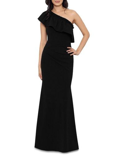 Aqua One Shoulder Maxi Evening Dress - Black