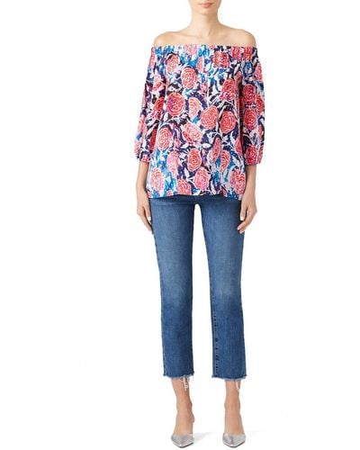 Fuzzi Watercolor Floral Top - Red