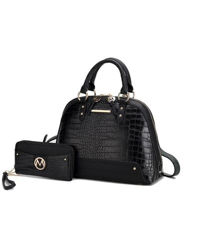 MKF Collection by Mia K Nora Premium Croco Satchel Handbag - Black