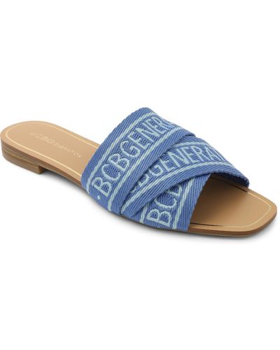 BCBGeneration Kala Slip On Square Toe Flat Sandals - Brown