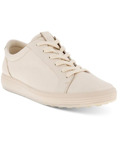 Ecco Soft 7 Leather Lace Up Casual And Fashion Sneakers - Natural