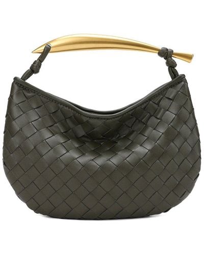 Tiffany & Fred Paris Woven Leather Top Handle Clutch - Gray