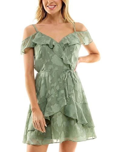 Bcx Juniors Jacquard Floral Mini Dress - Green
