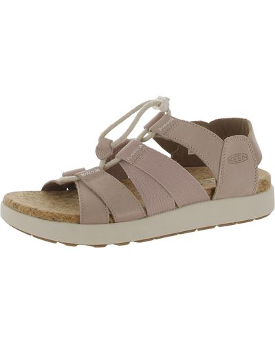 Keen Elle Mixed Strap Leather Caged Slingback Sandals - Brown