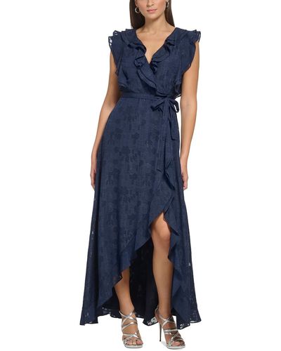 DKNY Metallic Polyester Maxi Dress - Blue