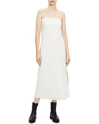 Theory Crepe Side Slit Midi Dress - White