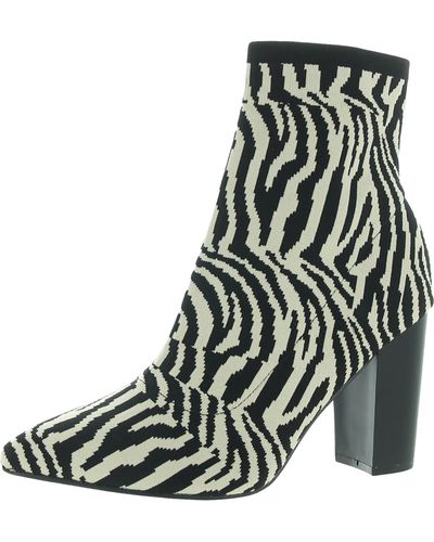 MIA Martin Knit Animal Print Ankle Boots - Black