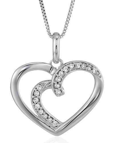 Vir Jewels 1/12 Cttw Diamond Heart Pendant Necklace 14k White Gold With 18 Inch Chain - Metallic